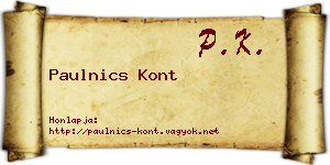 Paulnics Kont névjegykártya